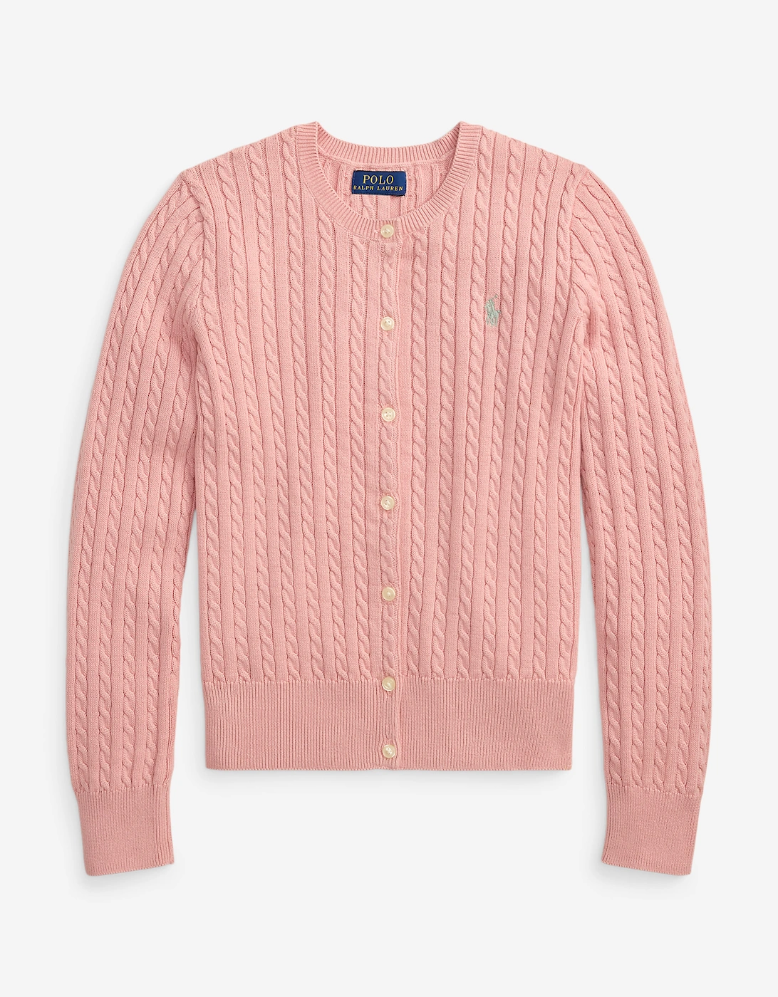 Ralph Lauren Girls Cable Knit Cardigan in Pink, 5 of 4
