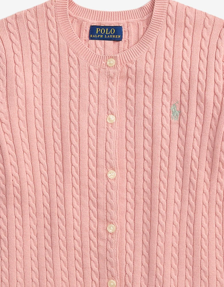 Ralph Lauren Girls Cable Knit Cardigan in Pink