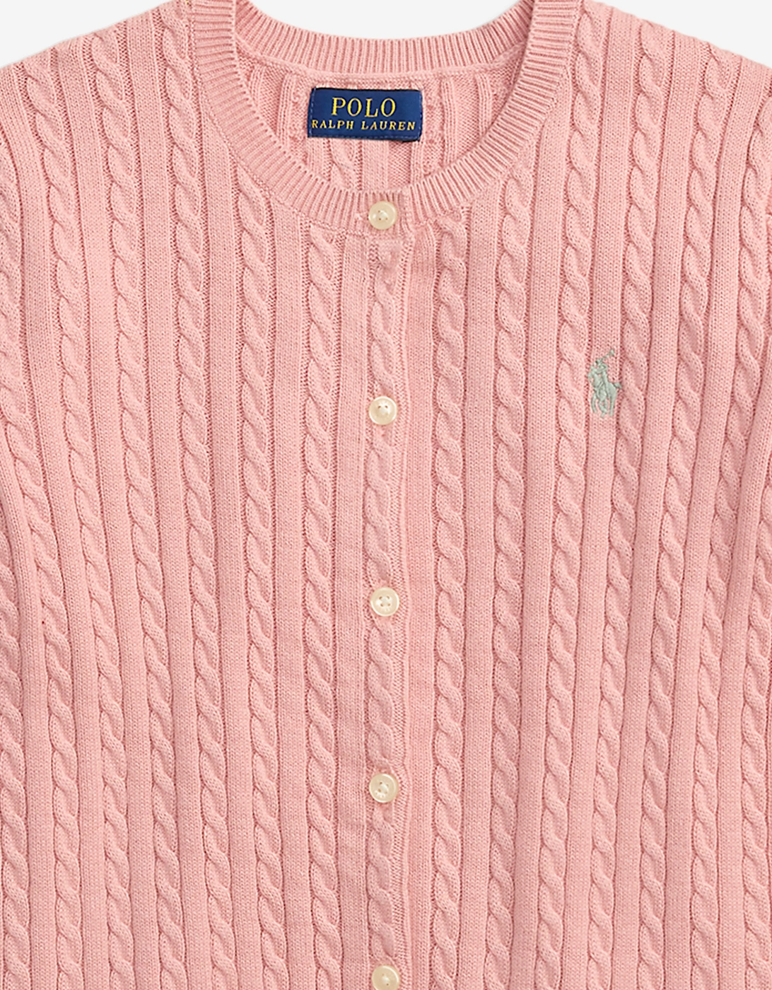 Ralph Lauren Girls Cable Knit Cardigan in Pink