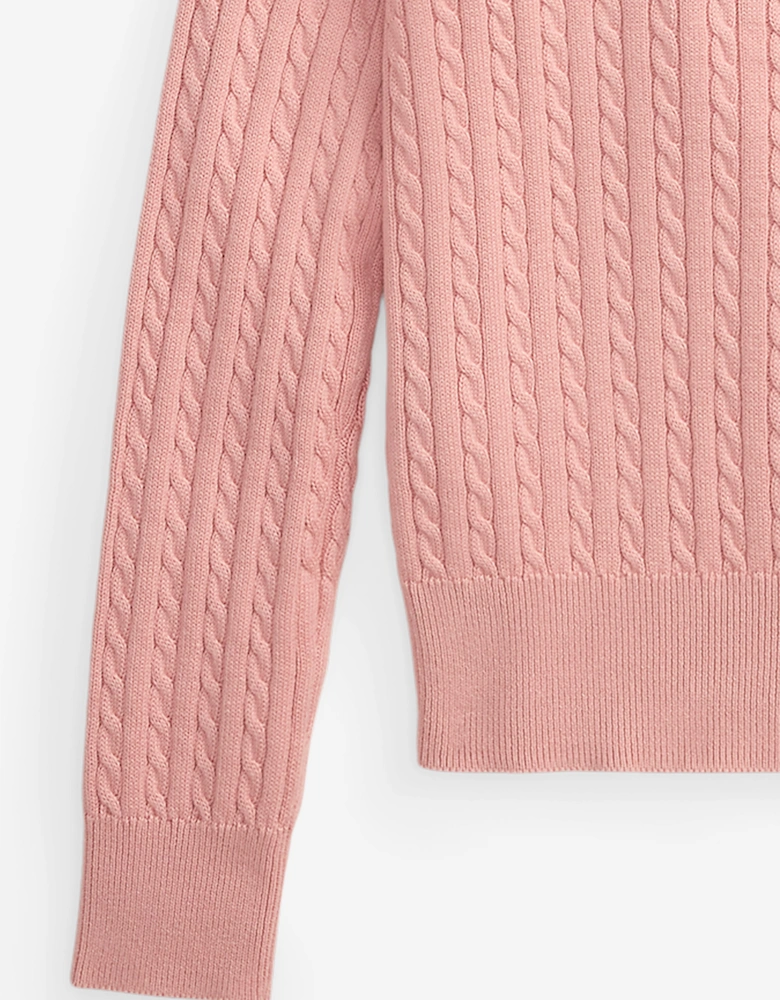 Ralph Lauren Girls Cable Knit Cardigan in Pink
