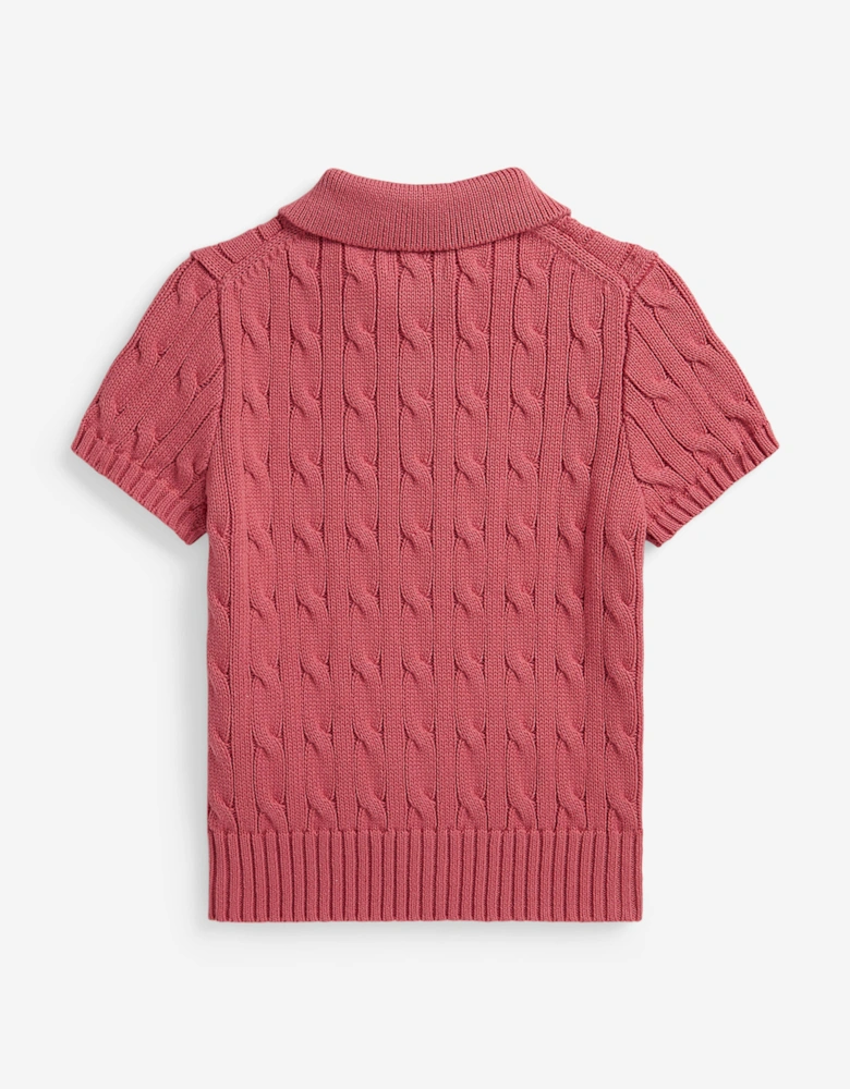Ralph Lauren Boys Cotton Cable Knit Polo Shirt in Pink