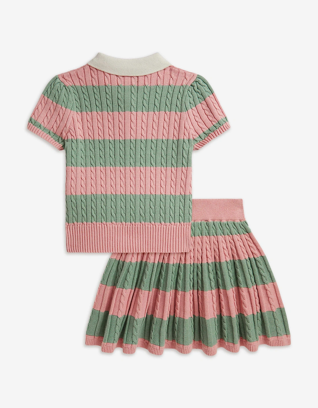 Ralph Lauren Girls Striped Skirt Set in Pink