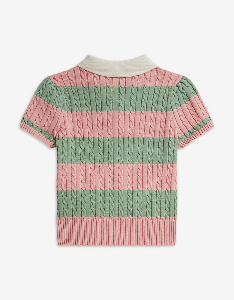 Ralph Lauren Girls Striped Skirt Set in Pink