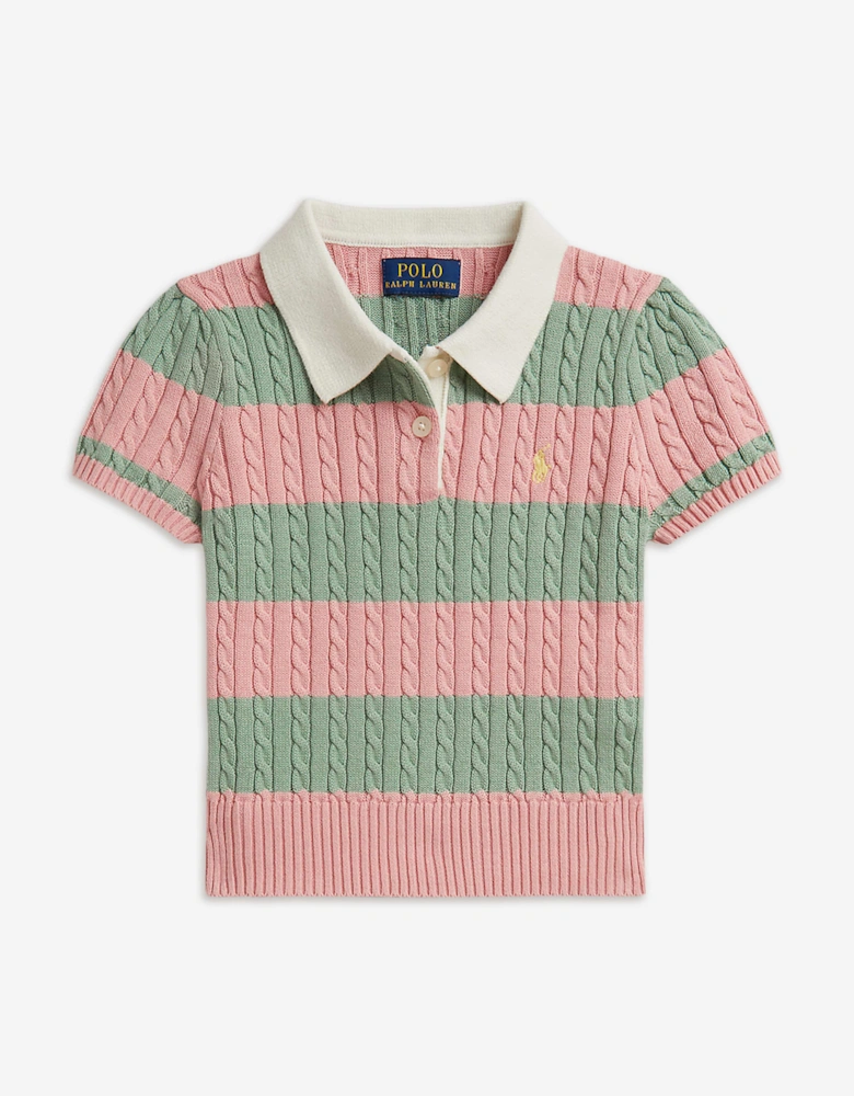 Ralph Lauren Girls Striped Skirt Set in Pink