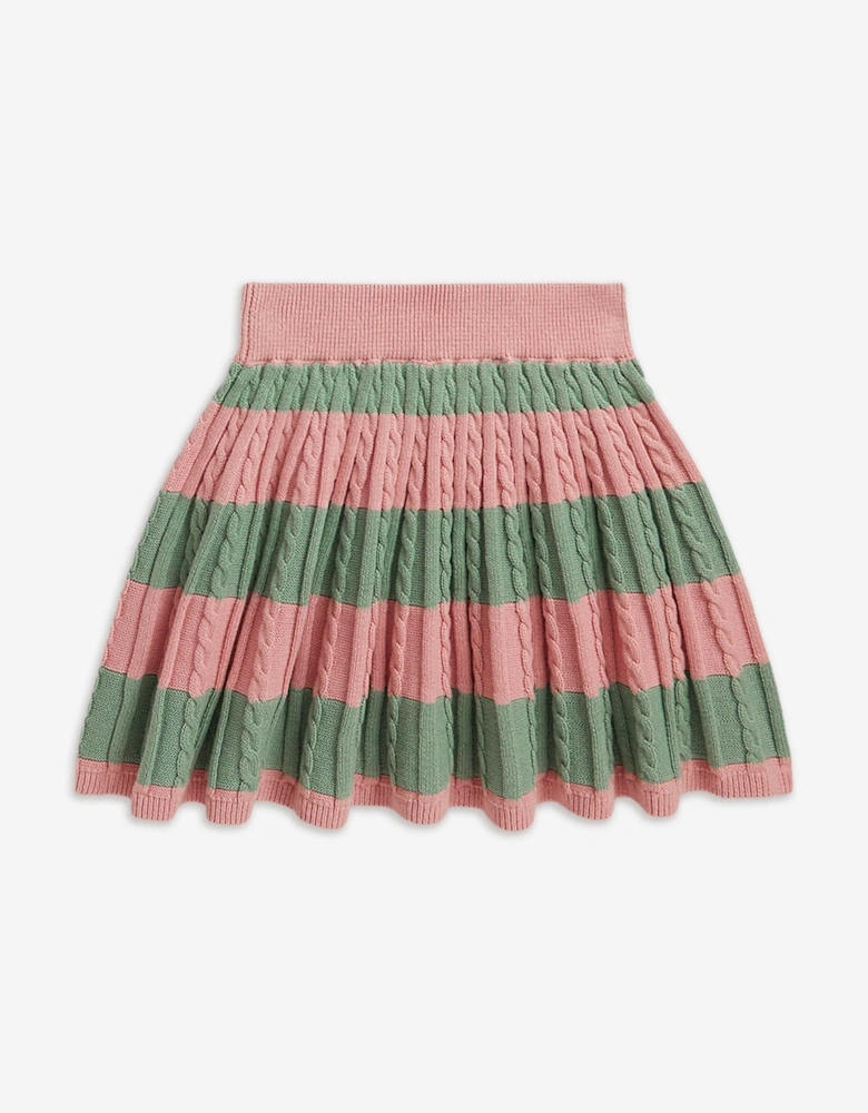 Ralph Lauren Girls Striped Skirt Set in Pink