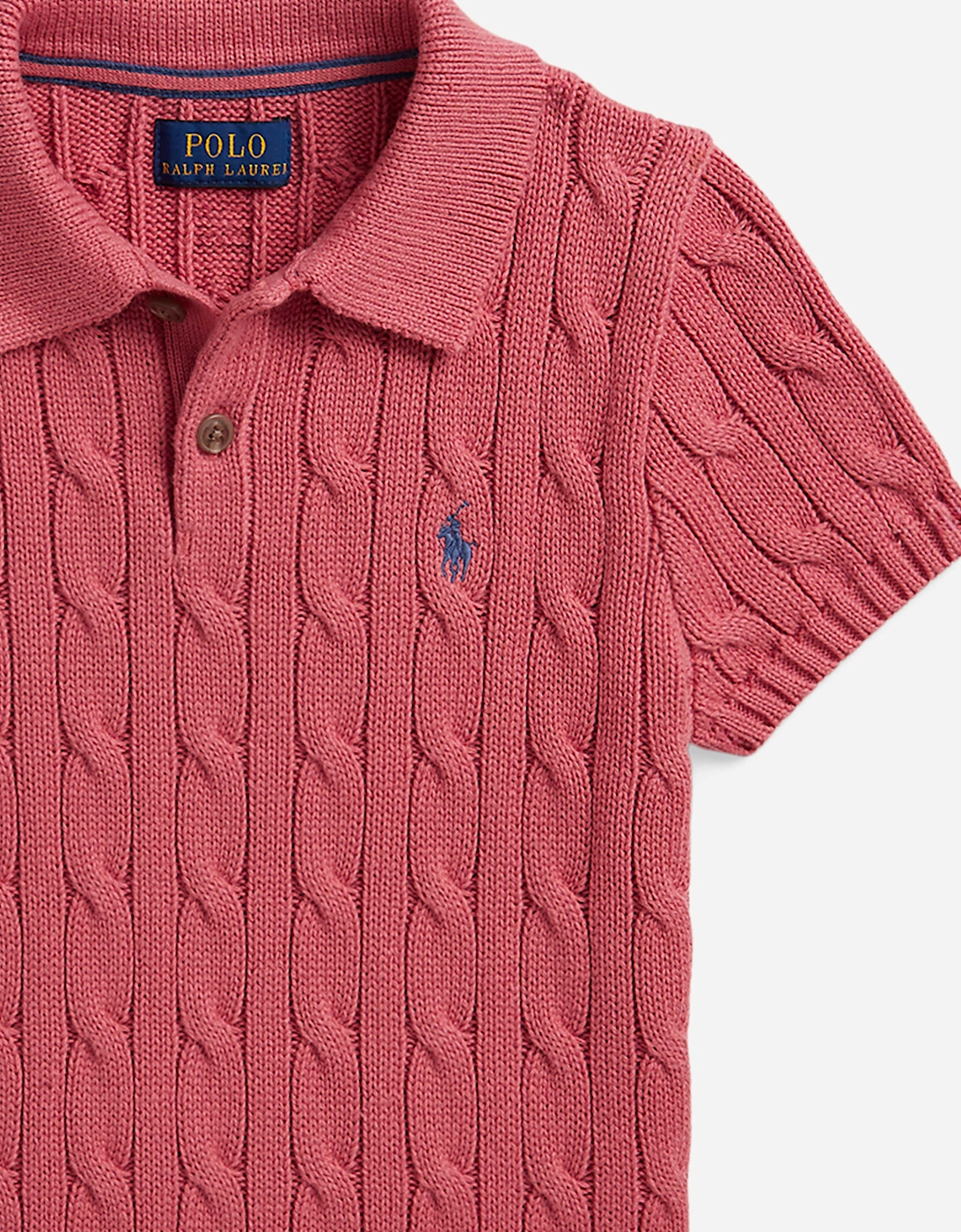 Ralph Lauren Boys Cotton Cable Knit Polo Shirt in Pink