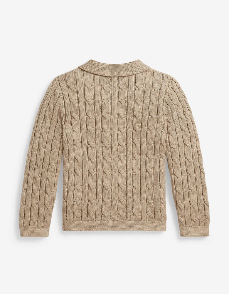 Ralph Lauren Girls Cable Knit Cardigan in Beige