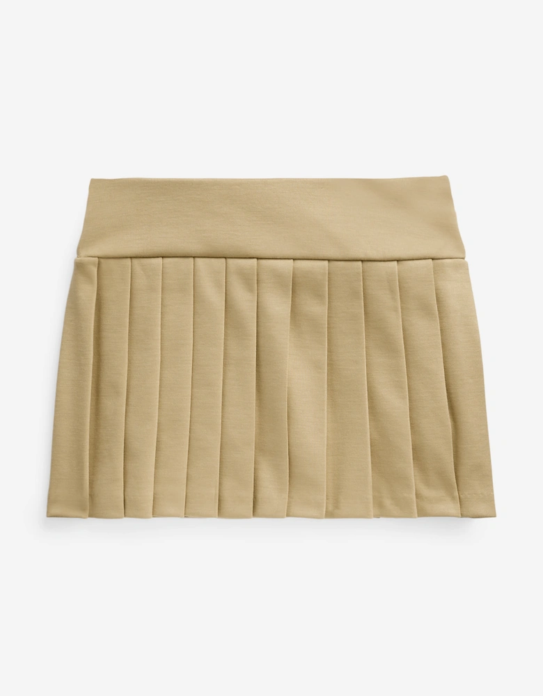 Ralph Lauren Girls Ponte Roma Pleated Skort in Beige