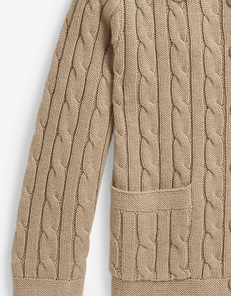 Ralph Lauren Girls Cable Knit Cardigan in Beige