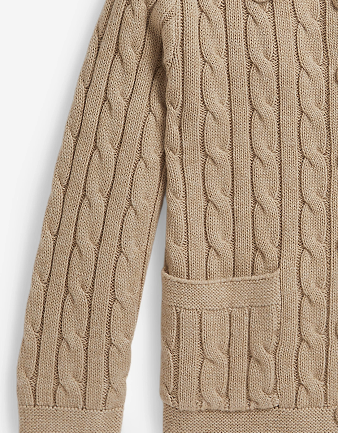 Ralph Lauren Girls Cable Knit Cardigan in Beige