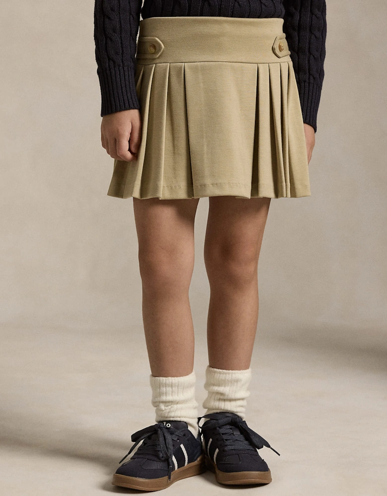 Ralph Lauren Girls Ponte Roma Pleated Skort in Beige