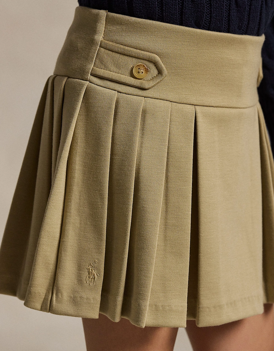 Ralph Lauren Girls Ponte Roma Pleated Skort in Beige