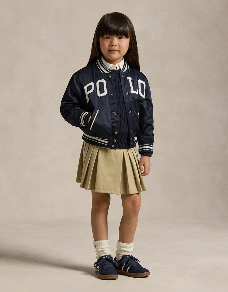 Ralph Lauren Girls Ponte Roma Pleated Skort in Beige