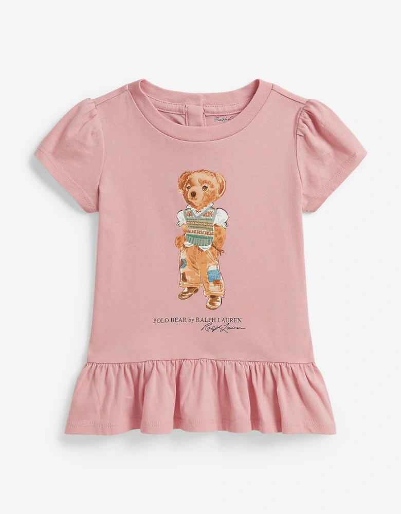 Ralph Lauren Baby Girls Polo Bear Jersey Dress in Pink
