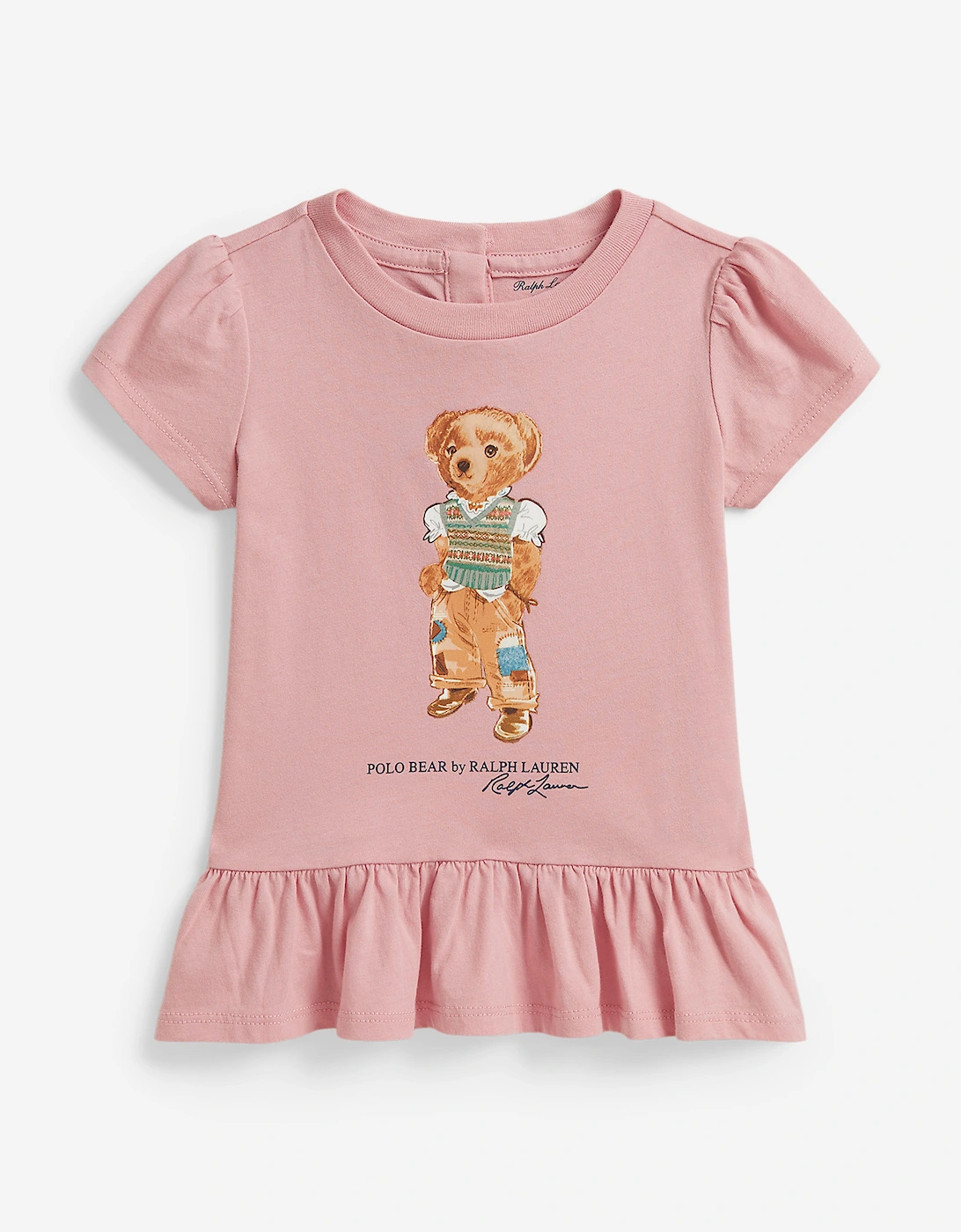 Ralph Lauren Baby Girls Polo Bear Jersey Dress in Pink