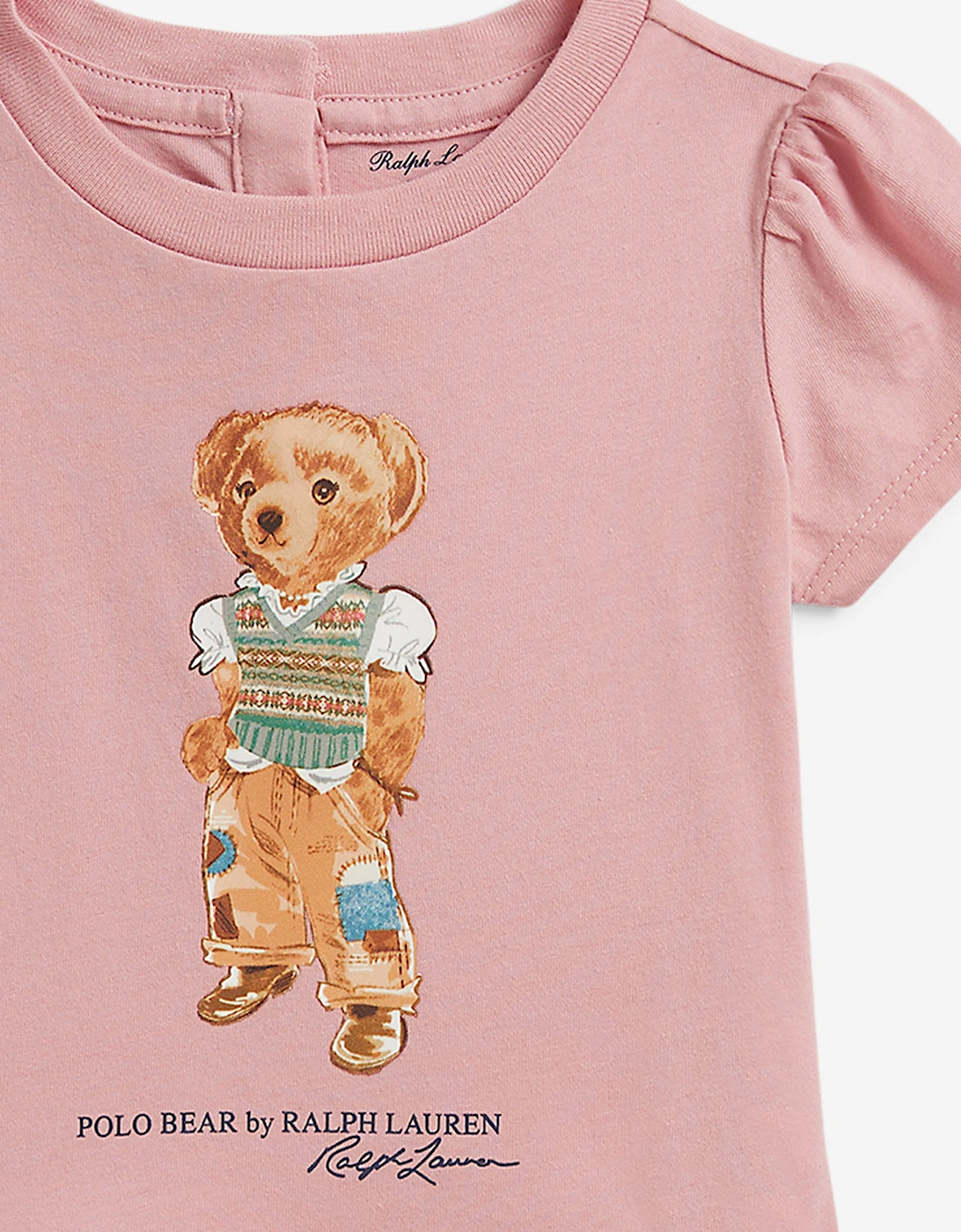 Ralph Lauren Baby Girls Polo Bear Jersey Dress in Pink