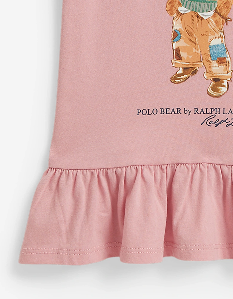 Ralph Lauren Baby Girls Polo Bear Jersey Dress in Pink