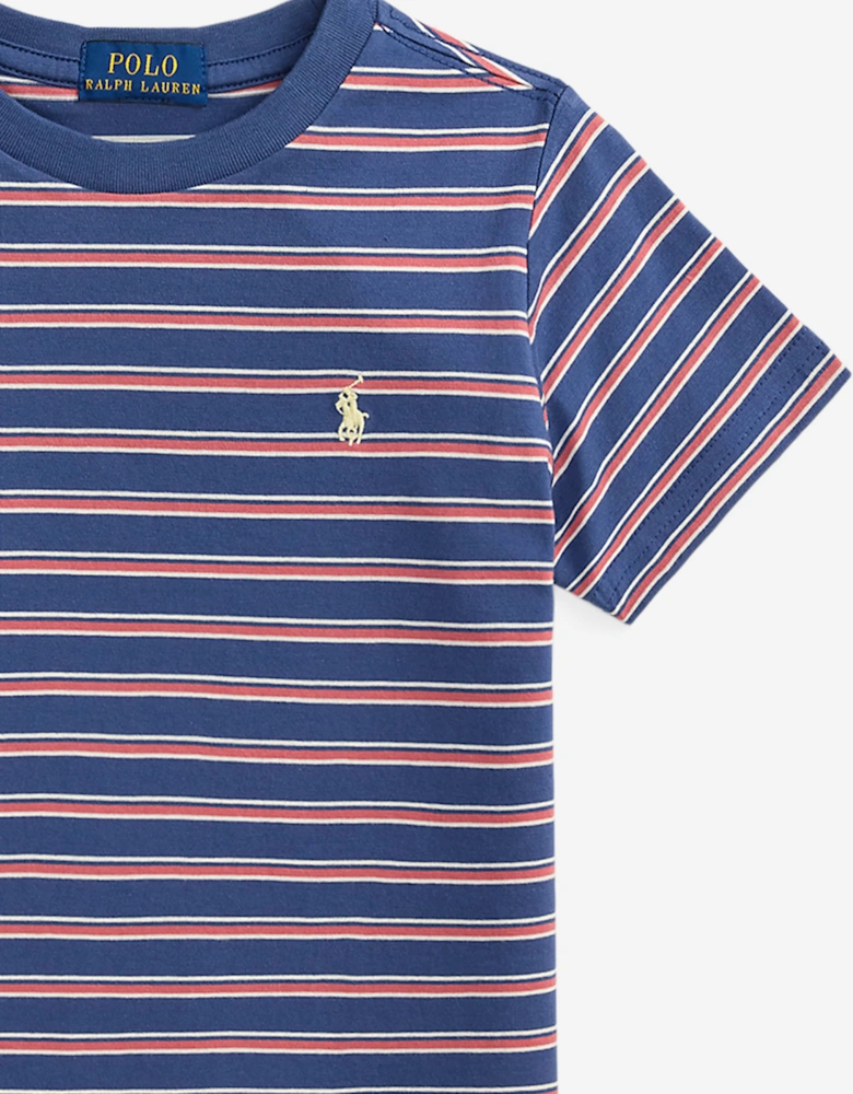 Ralph Lauren Boys Striped Jersey T-Shirt in Blue