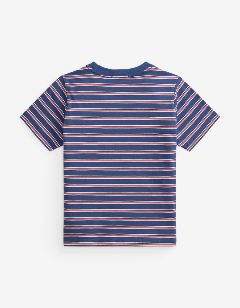 Ralph Lauren Boys Striped Jersey T-Shirt in Blue