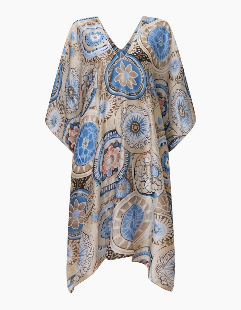 Beige Mandala Print Kaftan