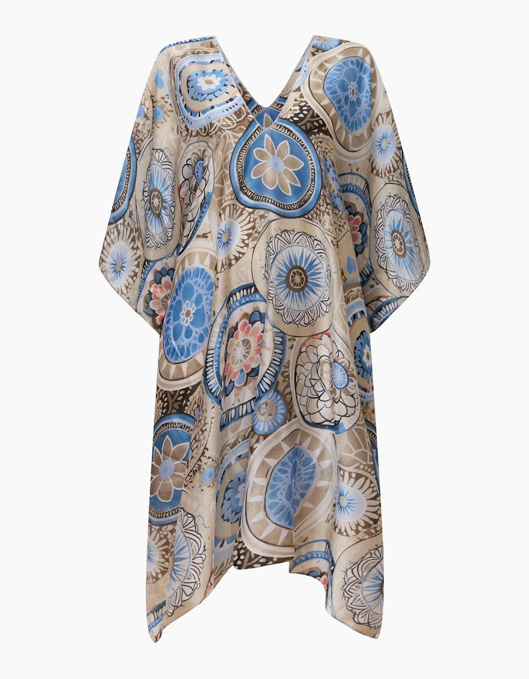 Beige Mandala Print Kaftan