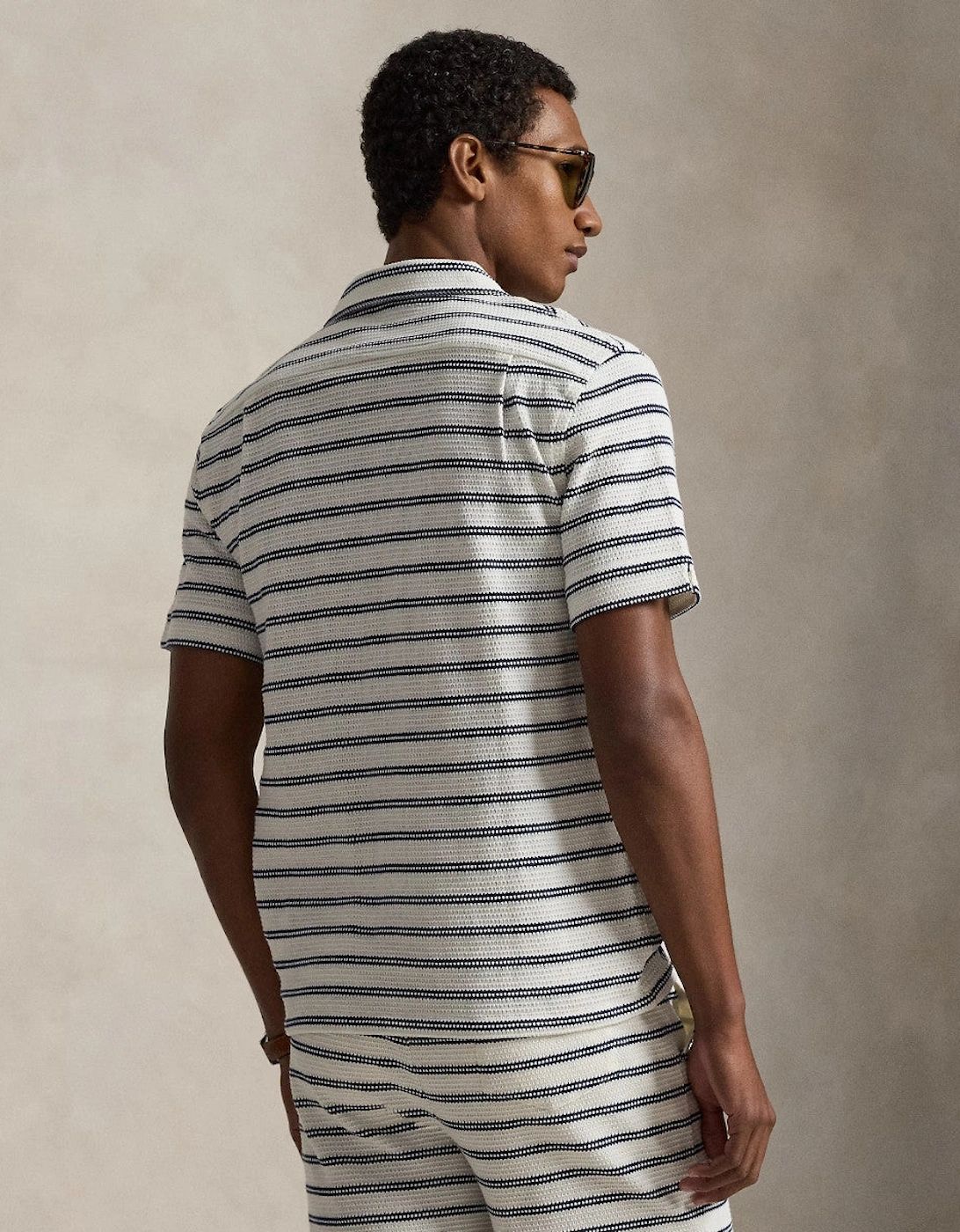 Polo Ralph Lauren Knitted Stripe Sport Shirt 001 Pale Cream