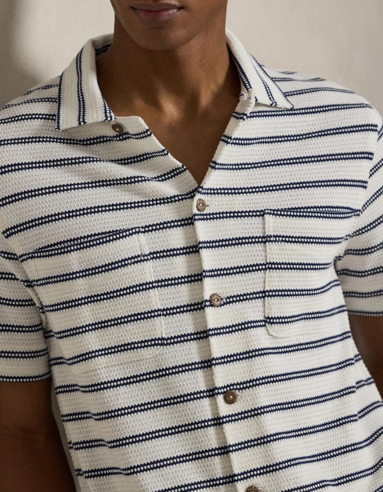 Polo Ralph Lauren Knitted Stripe Sport Shirt 001 Pale Cream