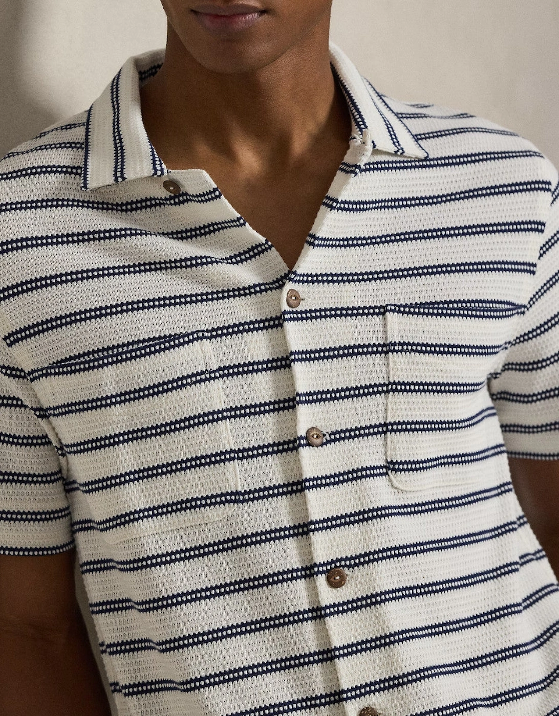 Polo Ralph Lauren Knitted Stripe Sport Shirt 001 Pale Cream