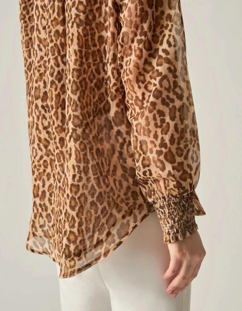 Camel Leopard Print Blouse