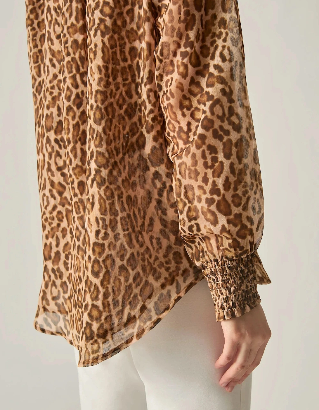 Camel Leopard Print Blouse