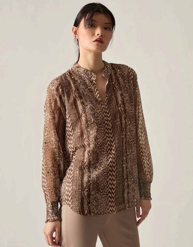 Sequin Animal Print Blouse