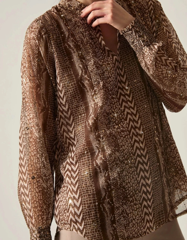 Sequin Animal Print Blouse