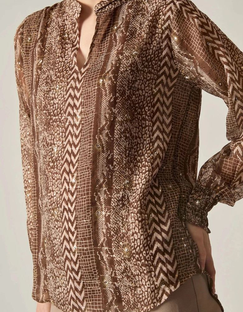Sequin Animal Print Blouse