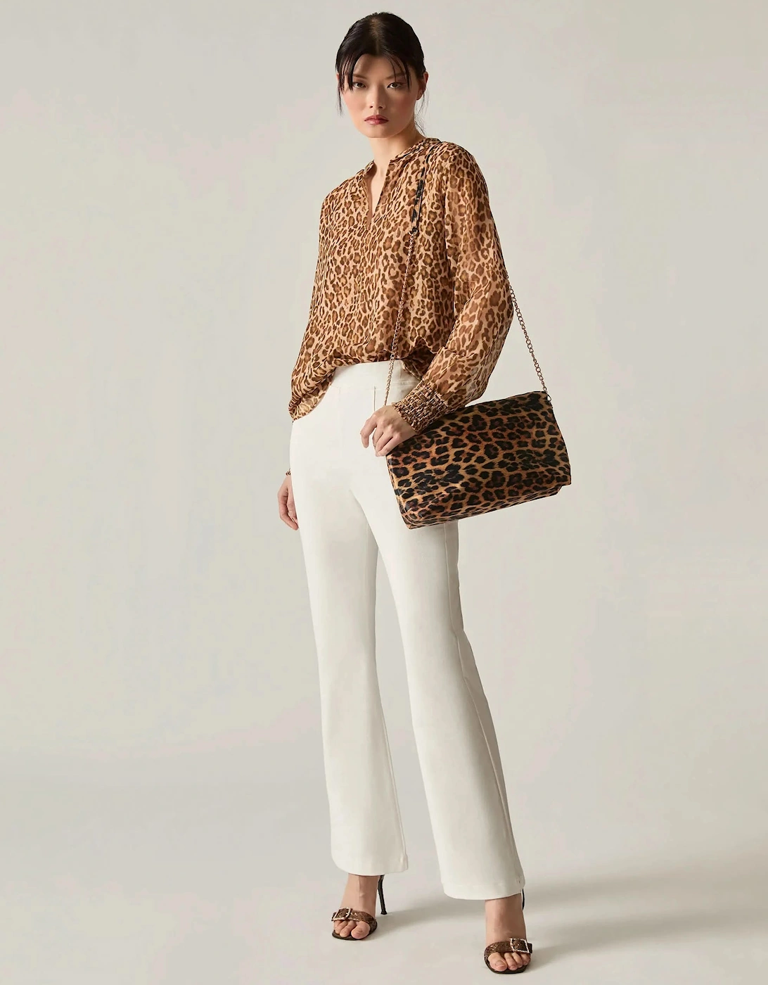 Camel Leopard Print Blouse