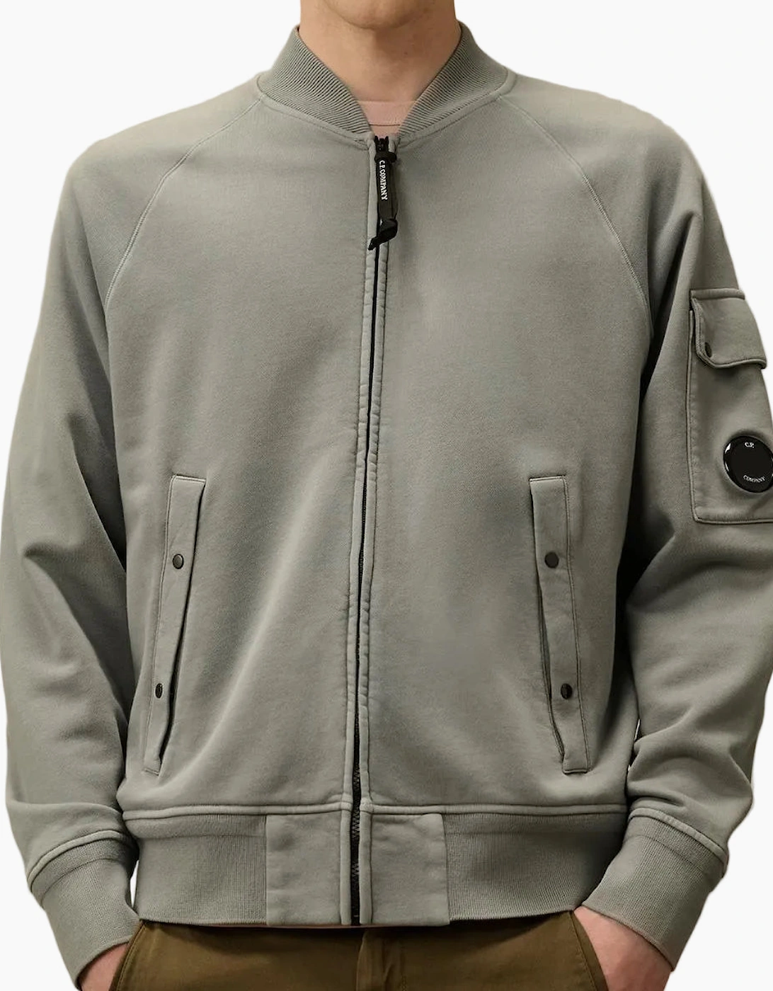 Diagonal Fleece Resist Dyed Zipped Lens Sweatshirt