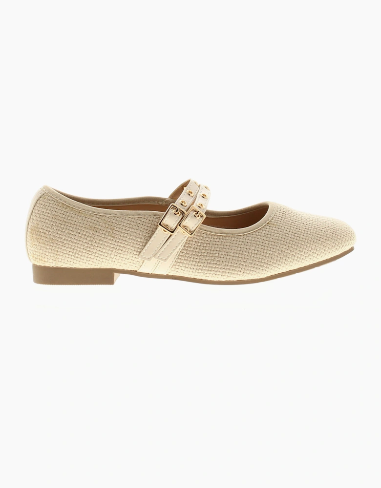 Apache Womens Flat Shoes Halima Buckle beige UK Size