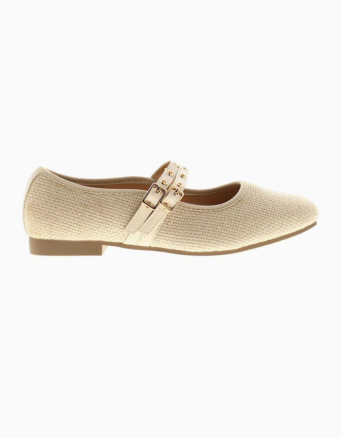 Apache Womens Flat Shoes Halima Buckle beige UK Size