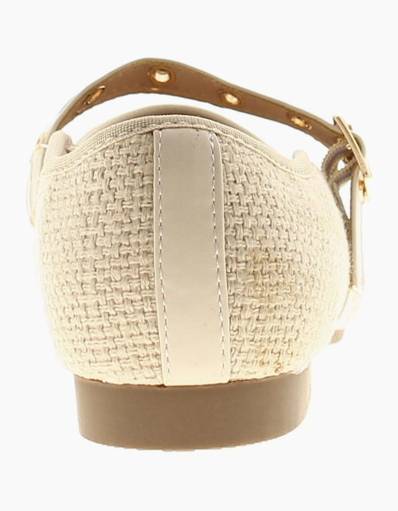 Apache Womens Flat Shoes Halima Buckle beige UK Size