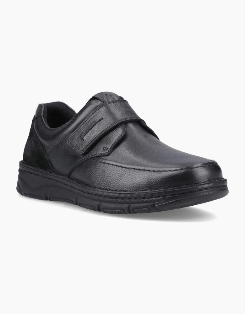 Hush Puppies Forde Touch Fastening Leather Men's Black Loafers