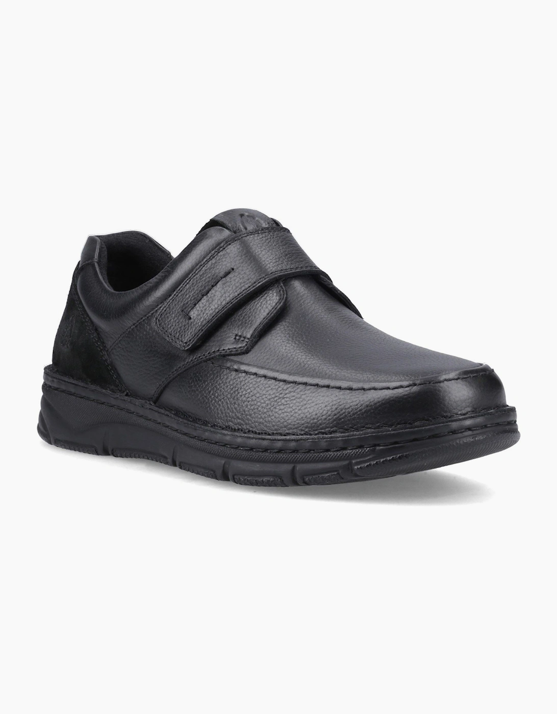 Hush Puppies Forde Touch Fastening Leather Men's Black Loafers, 6 of 5