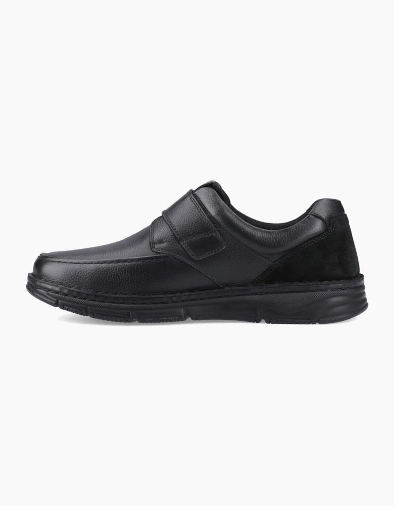 Hush Puppies Forde Touch Fastening Leather Men's Black Loafers