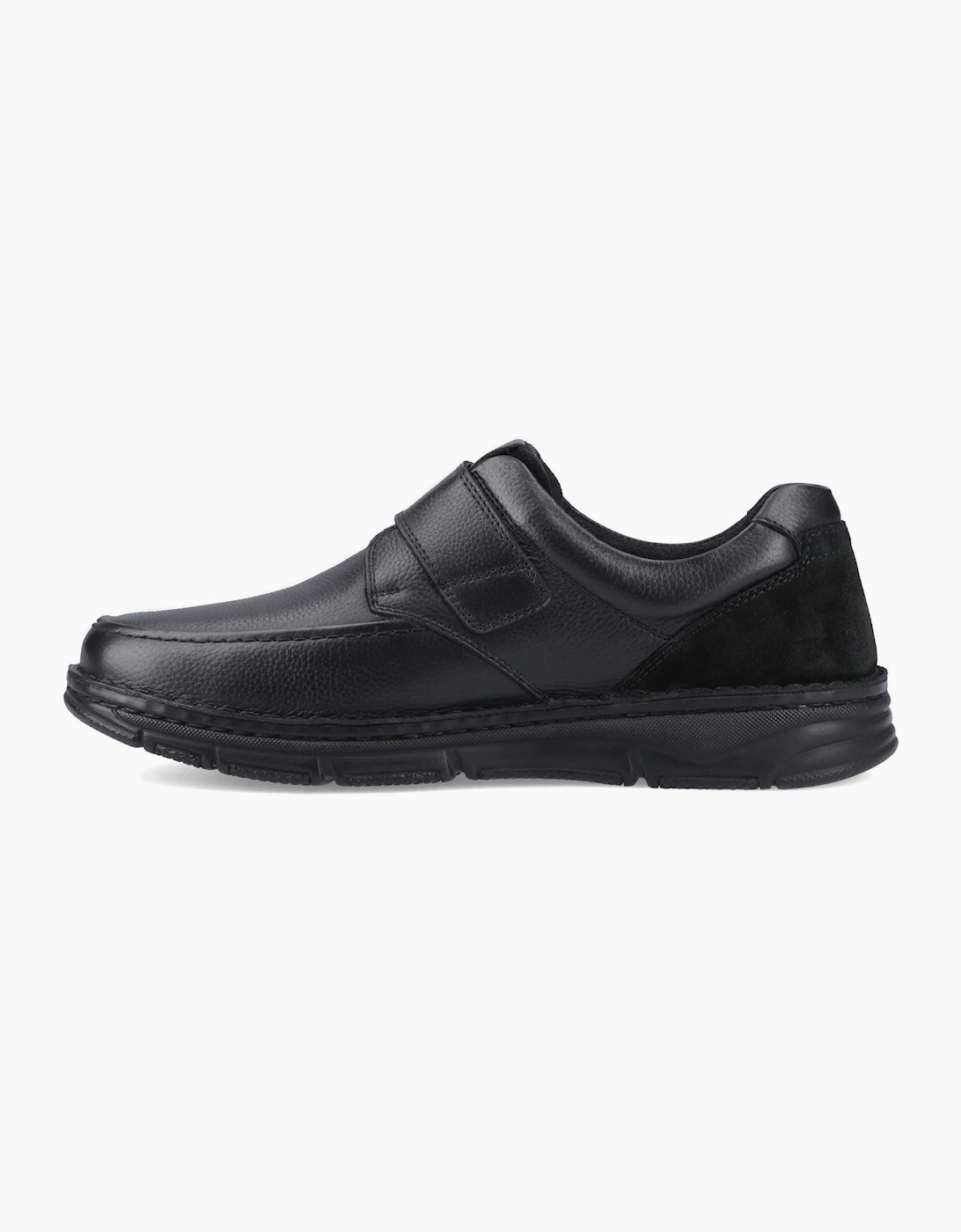 Hush Puppies Forde Touch Fastening Leather Men's Black Loafers