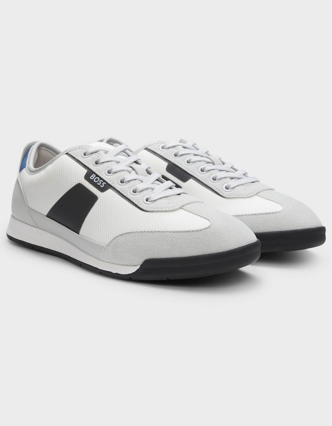 BOSS Orange Nitan Mens Mixed Material Trainers with Ridged Outsole - Open Grey 064