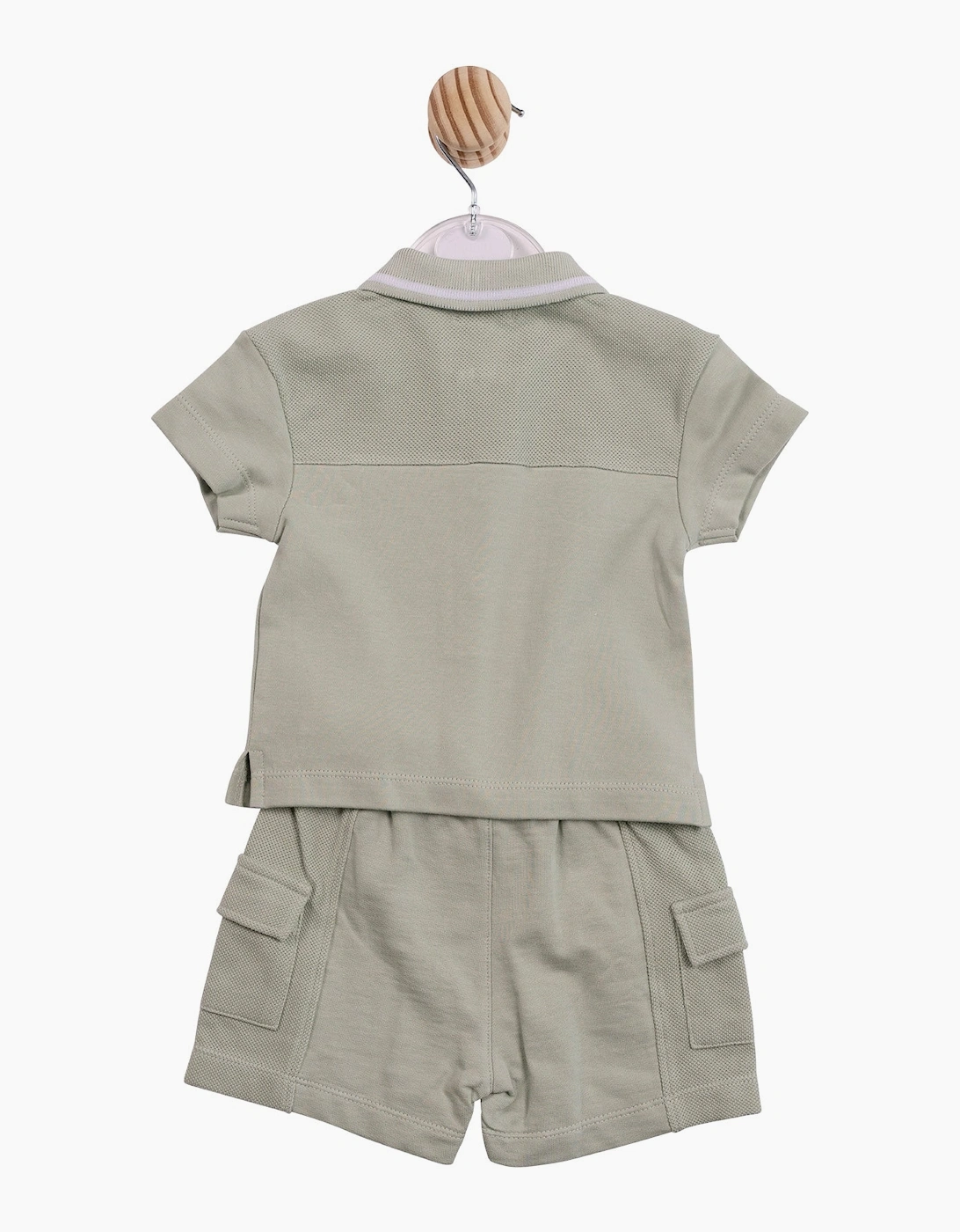 Boys Sage Green Waffle Polo Short Set