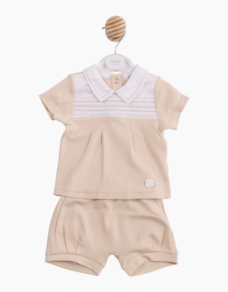 Boys Beige Soft Jersey Jam Pant Set