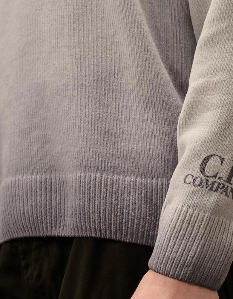 Chenille Crewneck Cuff Logo Knit