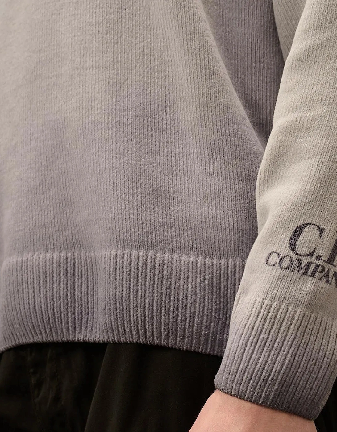 Chenille Crewneck Cuff Logo Knit