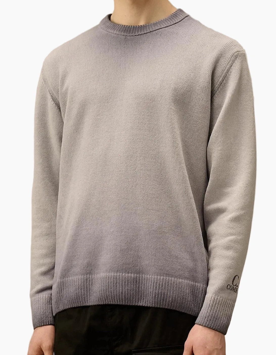 Chenille Crewneck Cuff Logo Knit