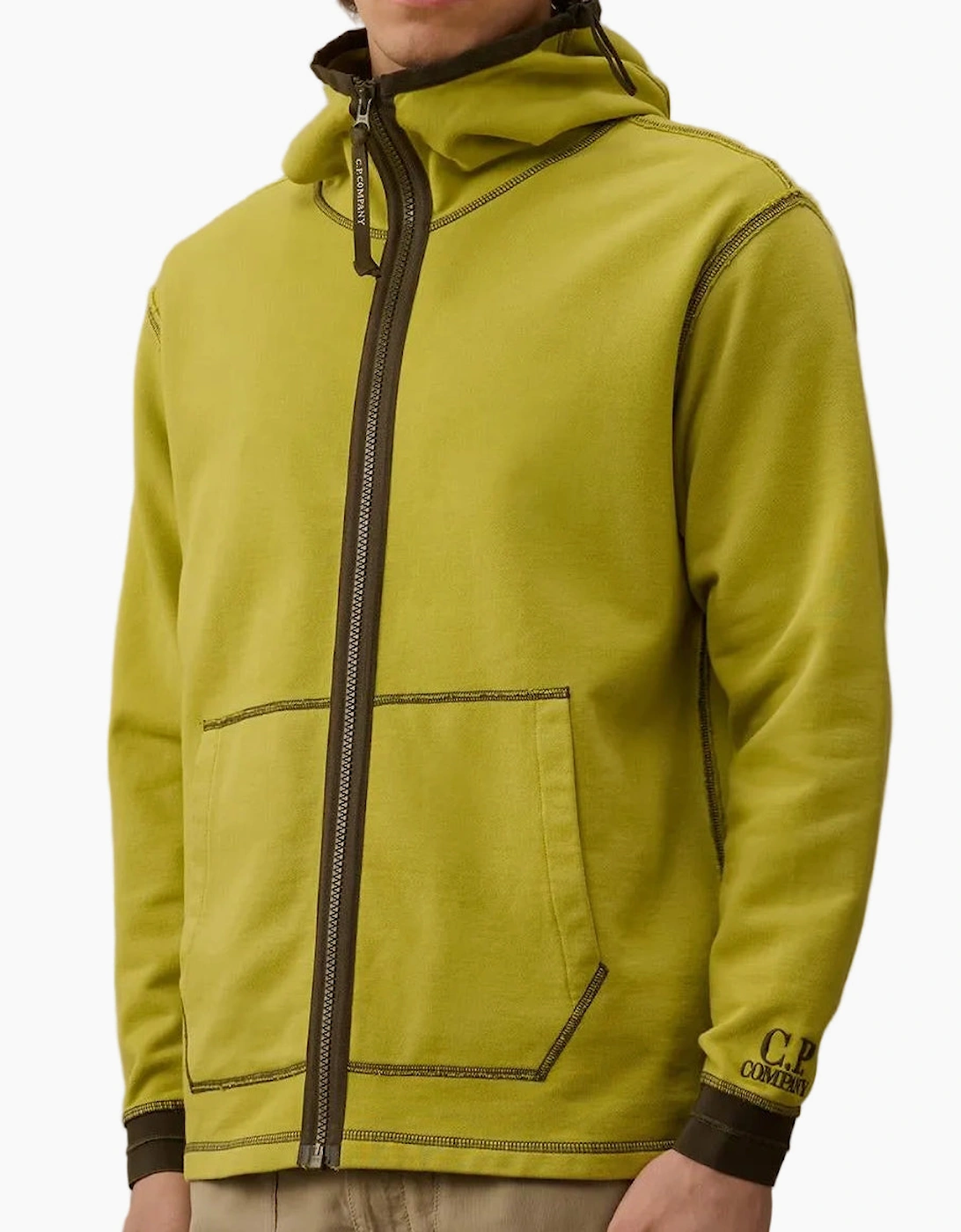 Diagonal Fleece Zip Hoodie