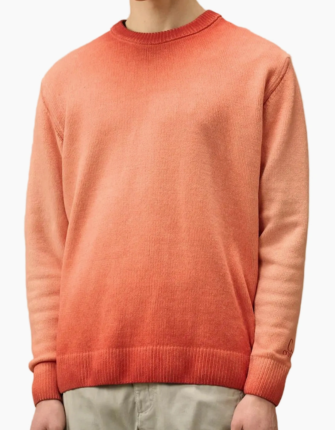 Chenille Crewneck Cuff Logo Knit